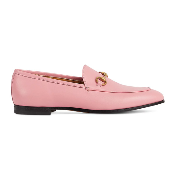 Gucci Jordaan Butterfly Pink Leather Gold Horsebit Mule Slipper Flat Loafer 41 - Picture 8 of 16